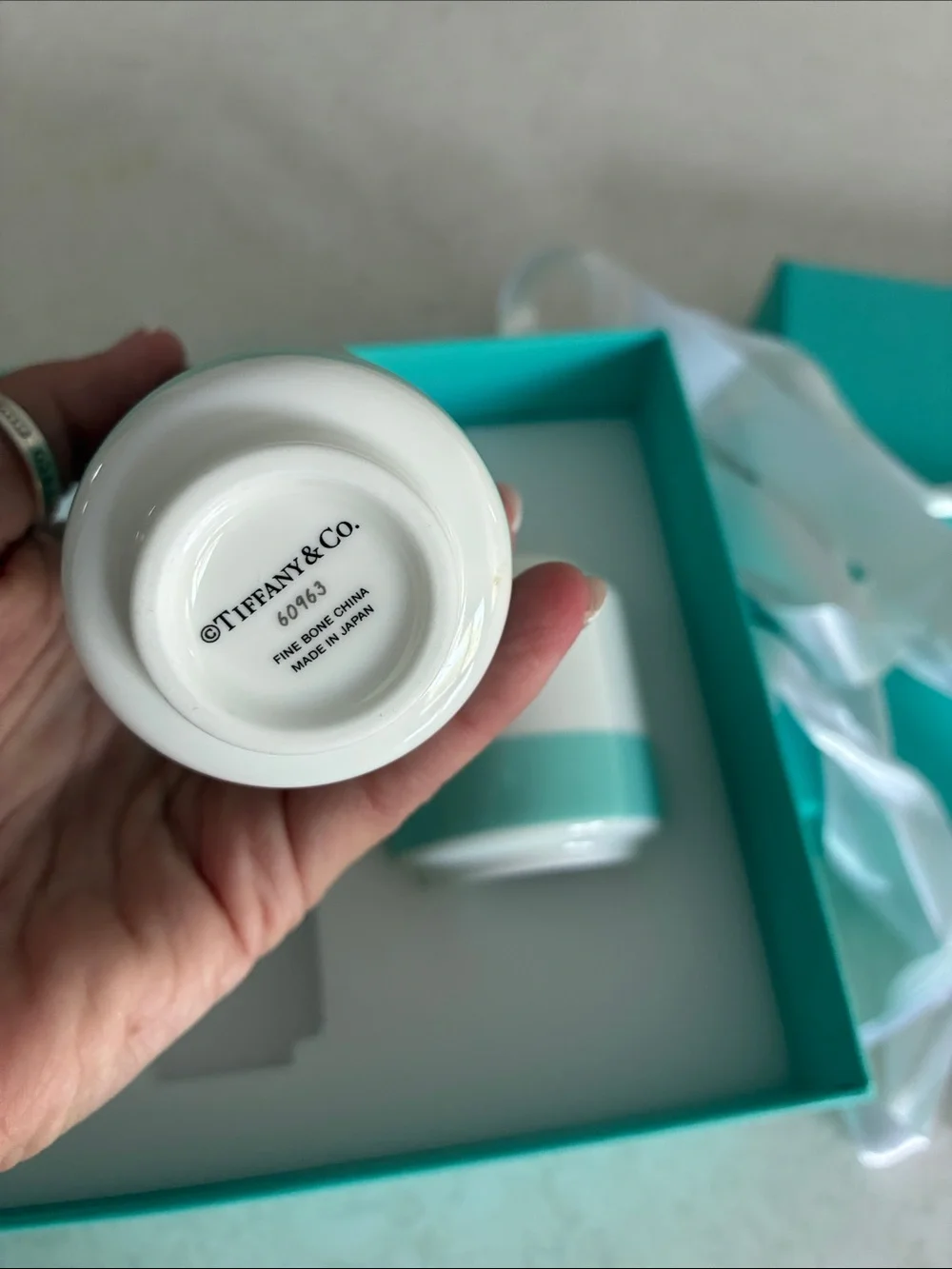 Tiffany & Co. bud vase bone china Trio in Signature Blue and White in box